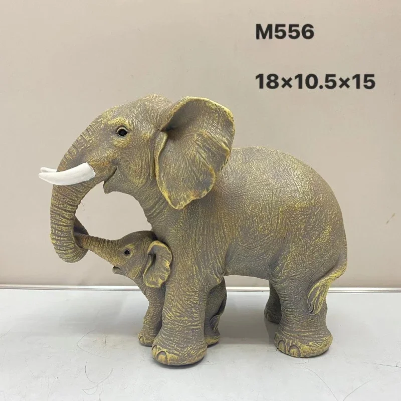 Mother Child Elephant Statue Resin Crafts Living Room Desk Decoration Creative Animals Gifts Home Decoration Accessories