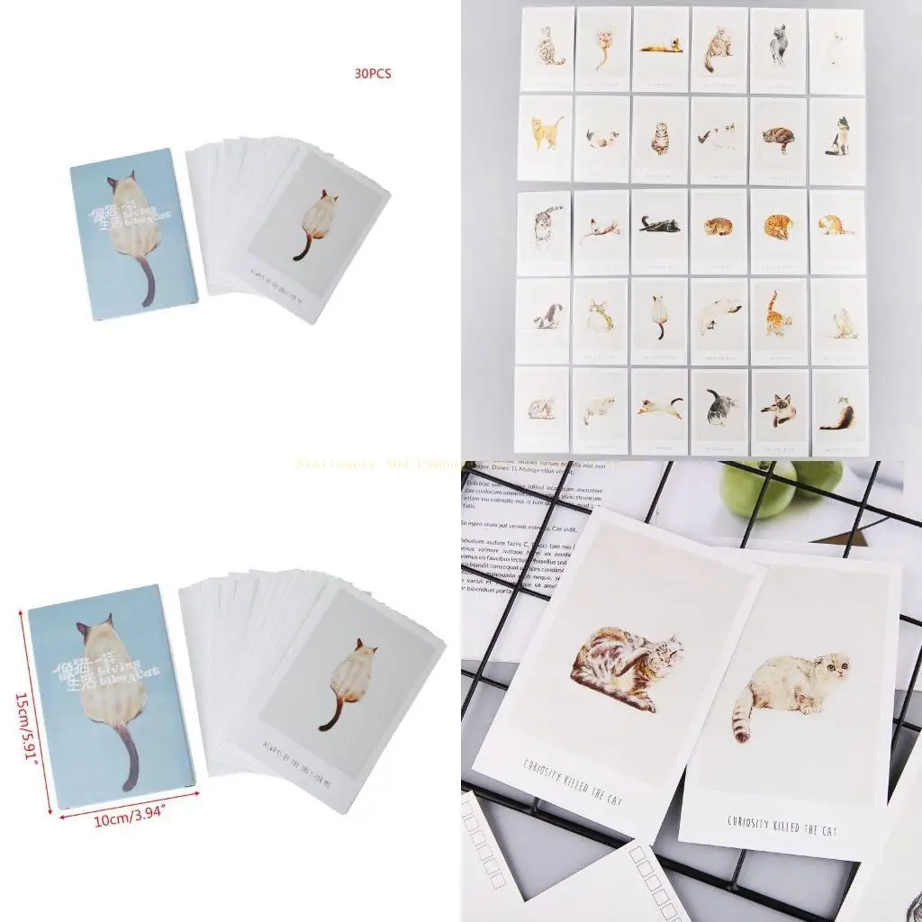 

30 листов для картин с кошками, ретро-винтажная открытка, рождественская подарочная карта на желание