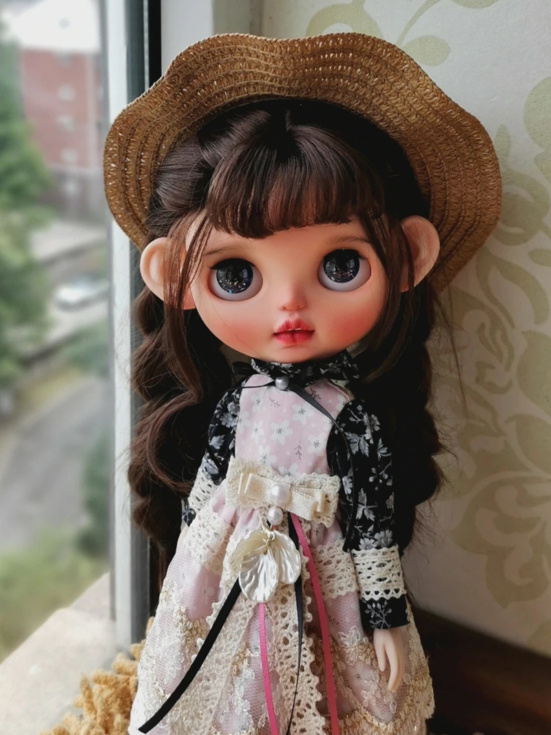 Blythe  1/6  ob24/ licca Straw hats and double autumn skirts can be worn in a variety of ways 30cm (Fit for Pullip,Ob24, Licca)