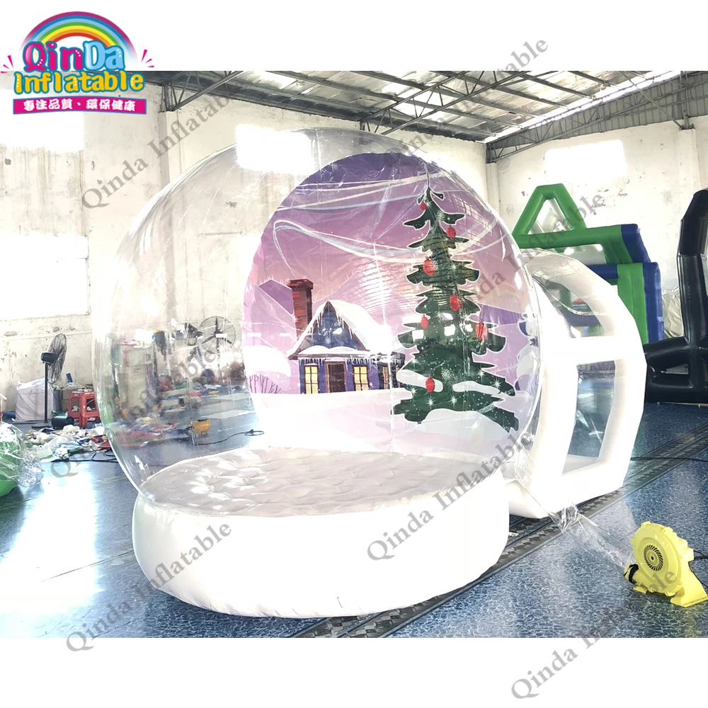 Party Event Inflatable Human Size Bubble Snow Ball Tent,Christmas Inflatable Snow Globe Bouncy Castle For Advertising