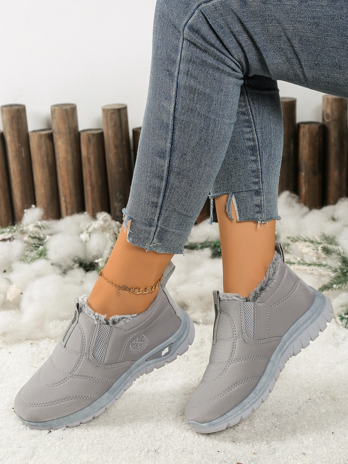 Damenstiefel, leichte Damenschuhe, bequeme Damen-Freizeitschuhe mit weicher Sohle und dickem Fleecefutter, Schuhe mit kostenlosem Versand – Detail 12