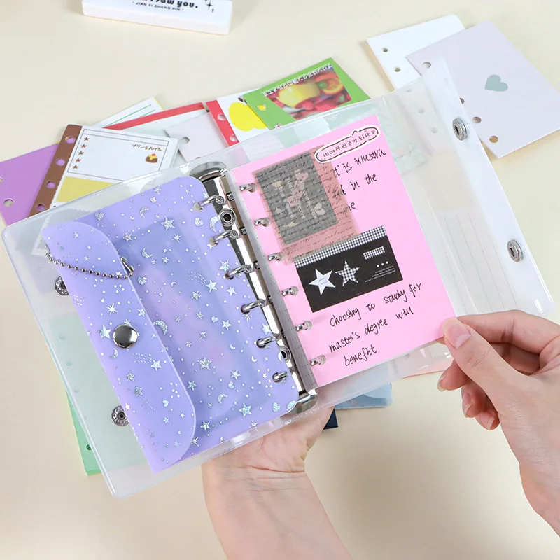 Transparent Plastic Sheet Protectors,Portable Sticker Notebooks, Loose Leaf Folders,High-Quality PP Material,High Transparency