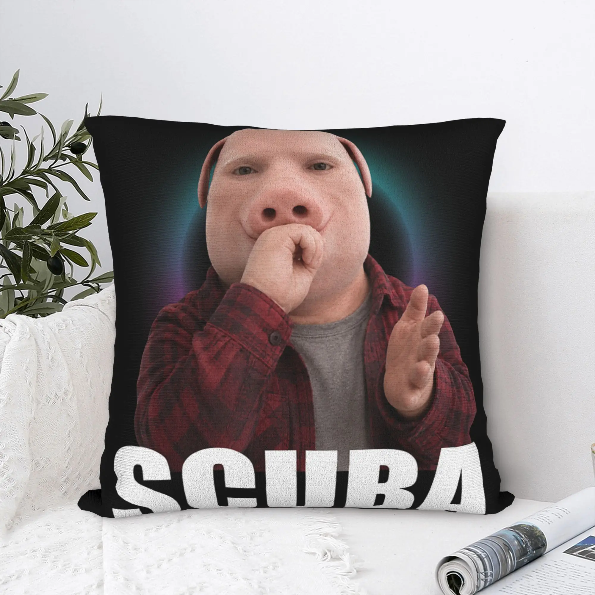 Funny Scuba Dance Meme John Pork BrainRot Pillow Case  Custom Pillow Cover For Living Room Sofa Vintage Pillowcases