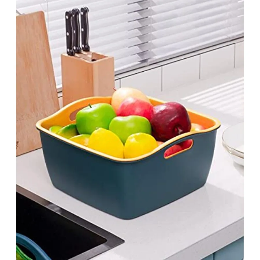 2 Pack 9 8 Quart Large Kitchen Strainer Colander Bowl Set with DoubleLayer Design for Efficient Fruit and Vegetable Washing Dra