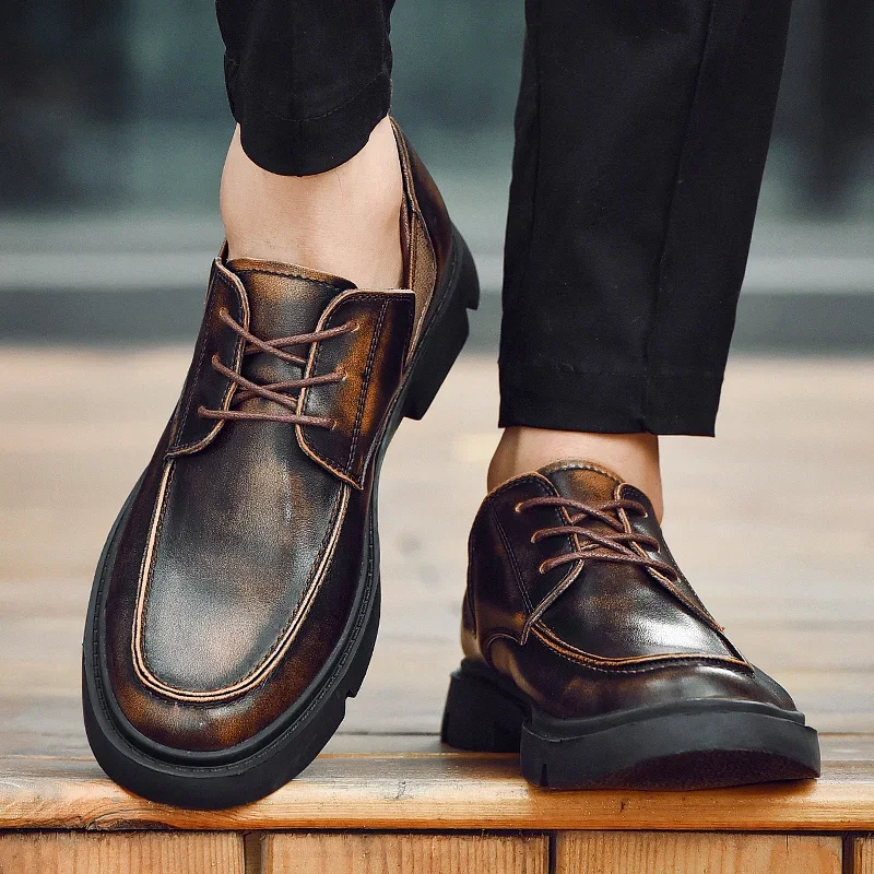 Mens Formal Shoes Genuine Leather Oxford Shoes For Men British Style Dress Shoes Leather Business Shoes Fashion Casual Shoes