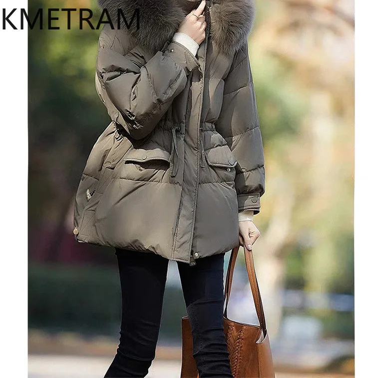 KMETRAM Big Fox Collar Parka Down Jacket New in capispalla giacche imbottite di alta qualità abbigliamento invernale donna 2024 muslimatex