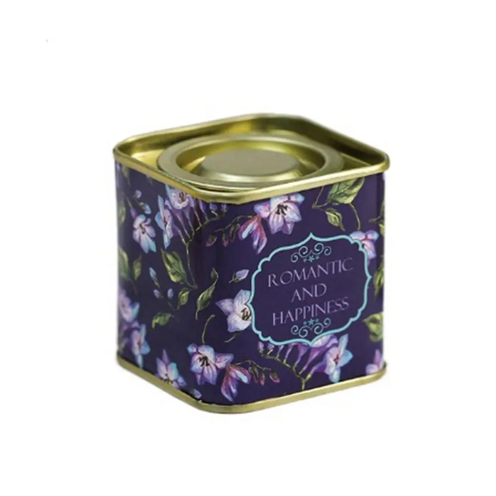 

Decorative Tinplate Tea Tin Box Small Sealed Metal Tea Can Portable Square Sugar