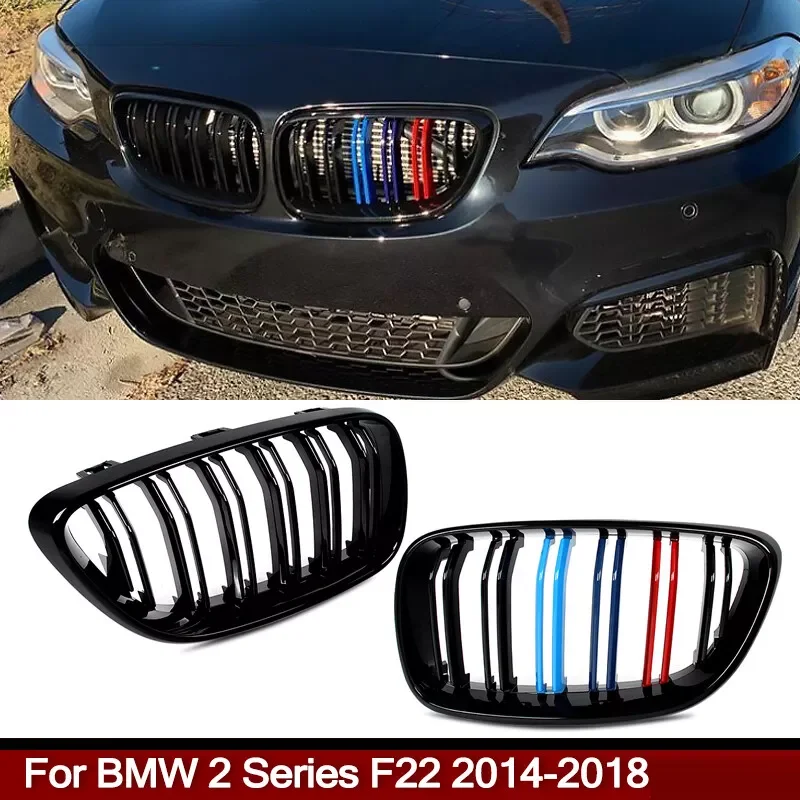 

Передний бампер автомобиля, решетки для почек, спортивные грили с двойной линией 51137295524,51137295523 для BMW 2 серии F22 F23 F87 M2 14-18