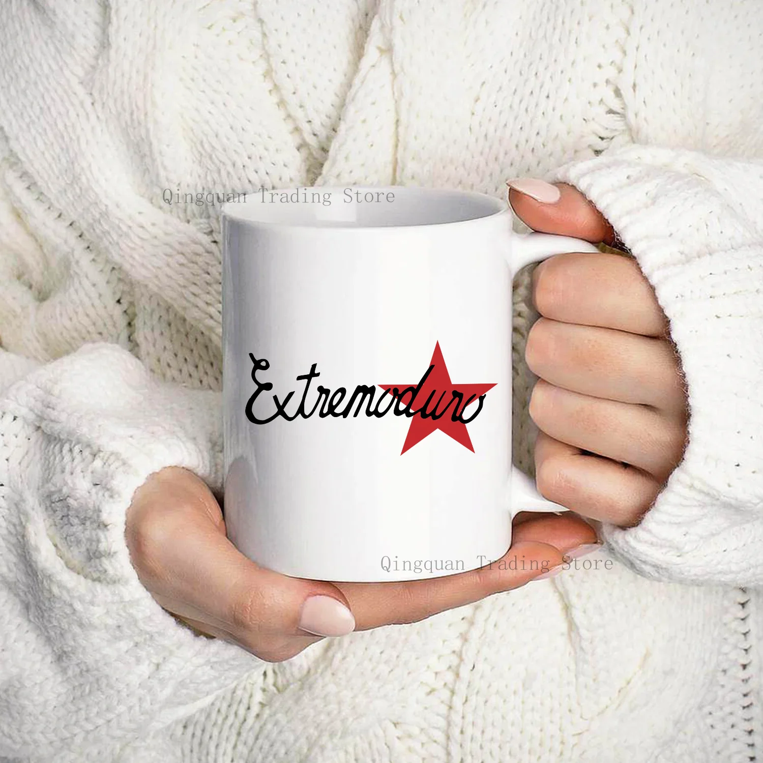 extremoduro  Enamelled cup Coffee Mug 11oz Ceramic Coffee Tea Cocoa Cup Handle Tea Drink Cup