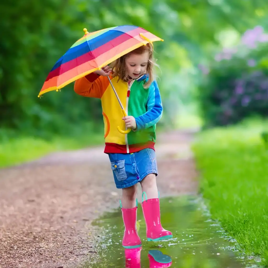 Botas de lluvia Evshine para niños, suela de goma, botas impermeables para exteriores para niños y niñas, Botas de lluvia para niños con bonitos