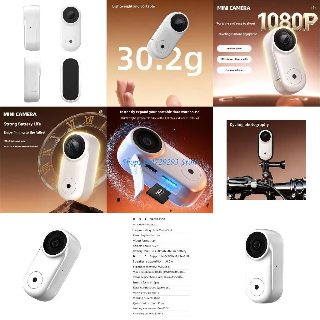 

Y2GD 8MP Lightweight Small Video Camera Sports Mini Video Recorder Portable Camera Pocket Camera for Video Recording