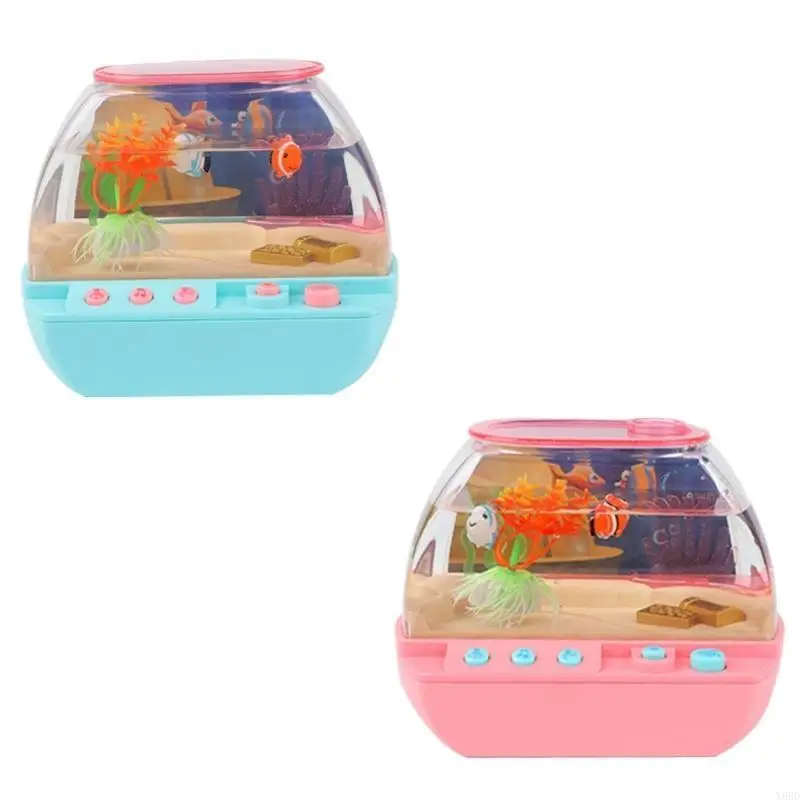 Y88D Luce notturna per acquario virtuale per bambini LED Decorazioni per acquari Lampada leggera per cartoni animati con gioco