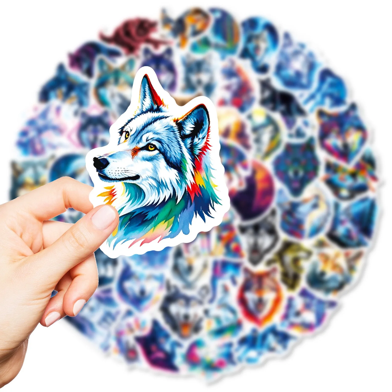 10/56 Uds. Pegatinas de animales de lobo fresco, decoración artística de PVC impermeable estética, taza de agua para ordenador portátil, pegatina para teléfono y portátil, juguete para niños