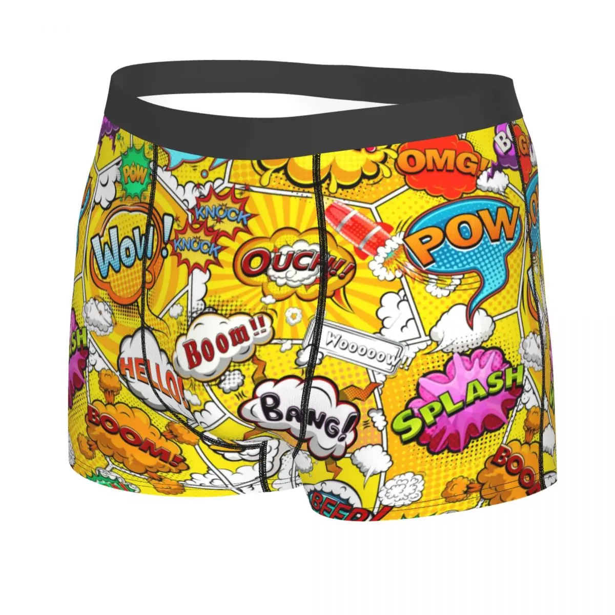 Custom Comic Book Speech Bubbles Underwear Men Sexy Print Boxer Briefs Shorts Panties Breathable Underpants