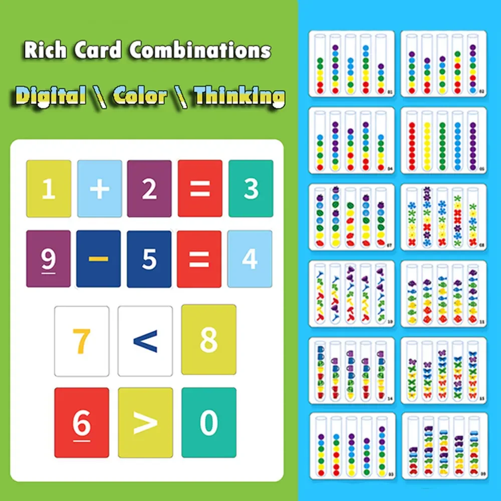 Color Cognitive Teaching Aid Fine Motor Sorting Set Kids Educational Toy Test Tube Color Matching Card Montessori Chidlren Gifts