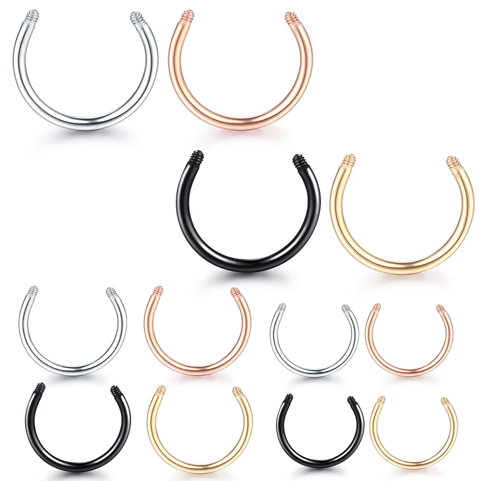 

100pcs/lot Screw Circular Barbell Parts Horseshoe Rings Bar Post Only No Ball 14G 16G Replacements Accessories Piercing Jewelry