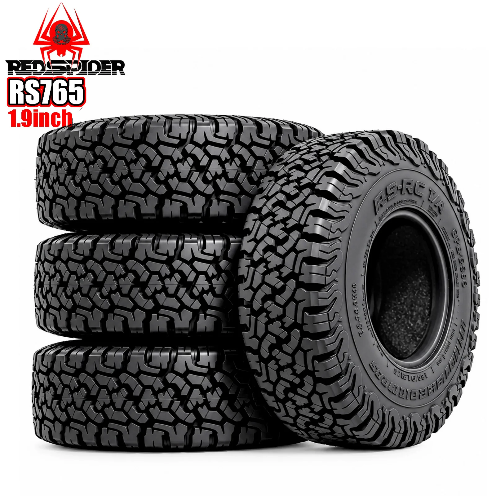 RED SPIDER 4pcs 1.9 Inch Rubber Tyre 1.9 Wheel Tires 103x33mm For 1/10 Rc Crawler Trax Trx4 Trx6 Axial Scx10 Axi03007 90046