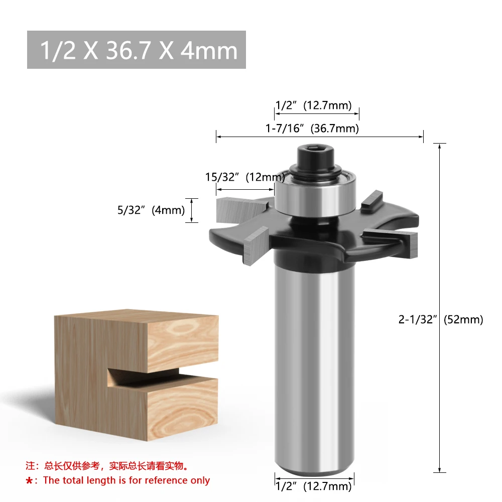 LAVIE 1 Stück 1/2" & 12mm Schaft 4-Schneiden T-Nutenfräser, 2-6mm Schnittbreite, Lagergeführter Nutfräser für Holzbearbeitung – Detail 11