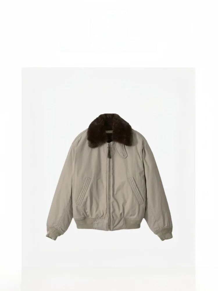 

Женское хлопковое пальто с меховым воротником, утепленное, с длинными рукавами, весна 2026, модная женская одежда премиум-класса из хлопка