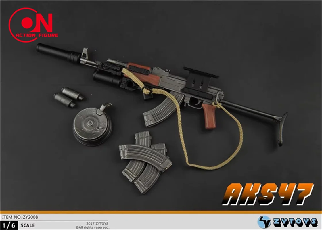 ZYTOYS ZY2007 ZY2008 1/6 AK47 AKS47 Rifle arma modelo arma de plástico accesorios de escena para figura de acción de soldado de 12"