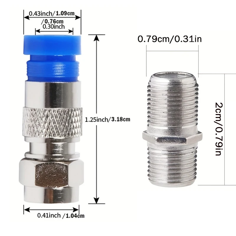 Coax Cable Crimper Kit Coaxial Compression 10PCS RG6 F Type Connector + 20PCS RG6 Coax Cable Extender