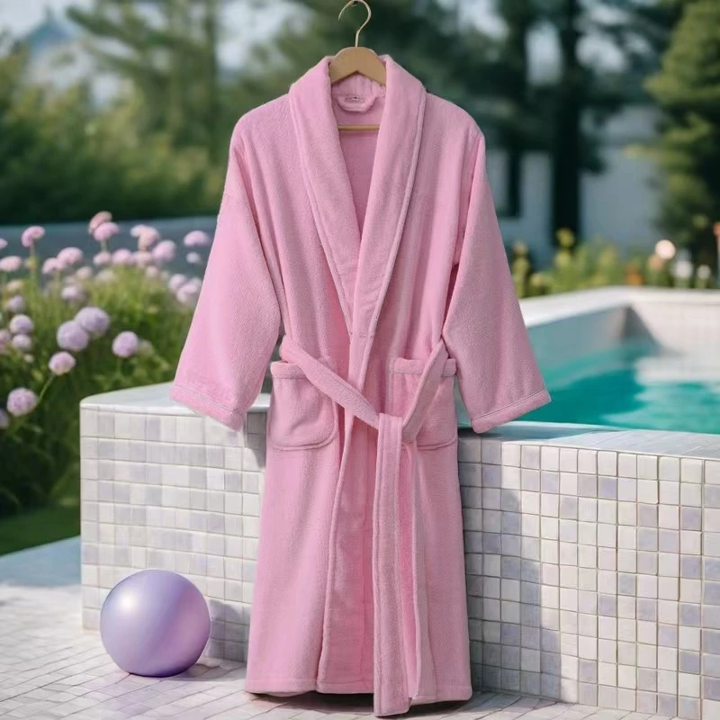 Hotel Cotton Bathrobe High Qualtiy Solid Colors Long Sleeve Mens And Women's Bathrobe Absorbent and Quick Drying Pajamas Robes