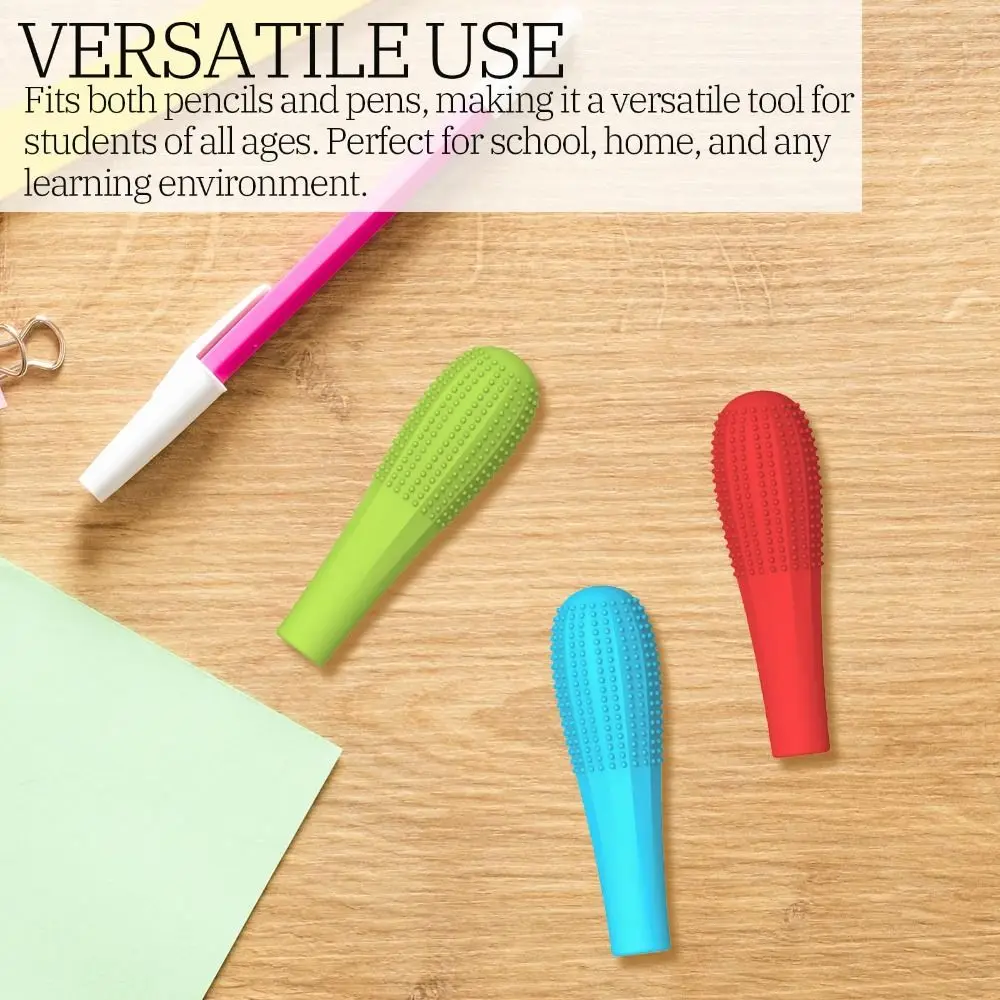 

3 шт., силиконовые сенсорные жевательные топперы для карандашей, анти-кусание ногтей, снятие стресса, рукава-карандаши, текстурированные ручки для карандашей