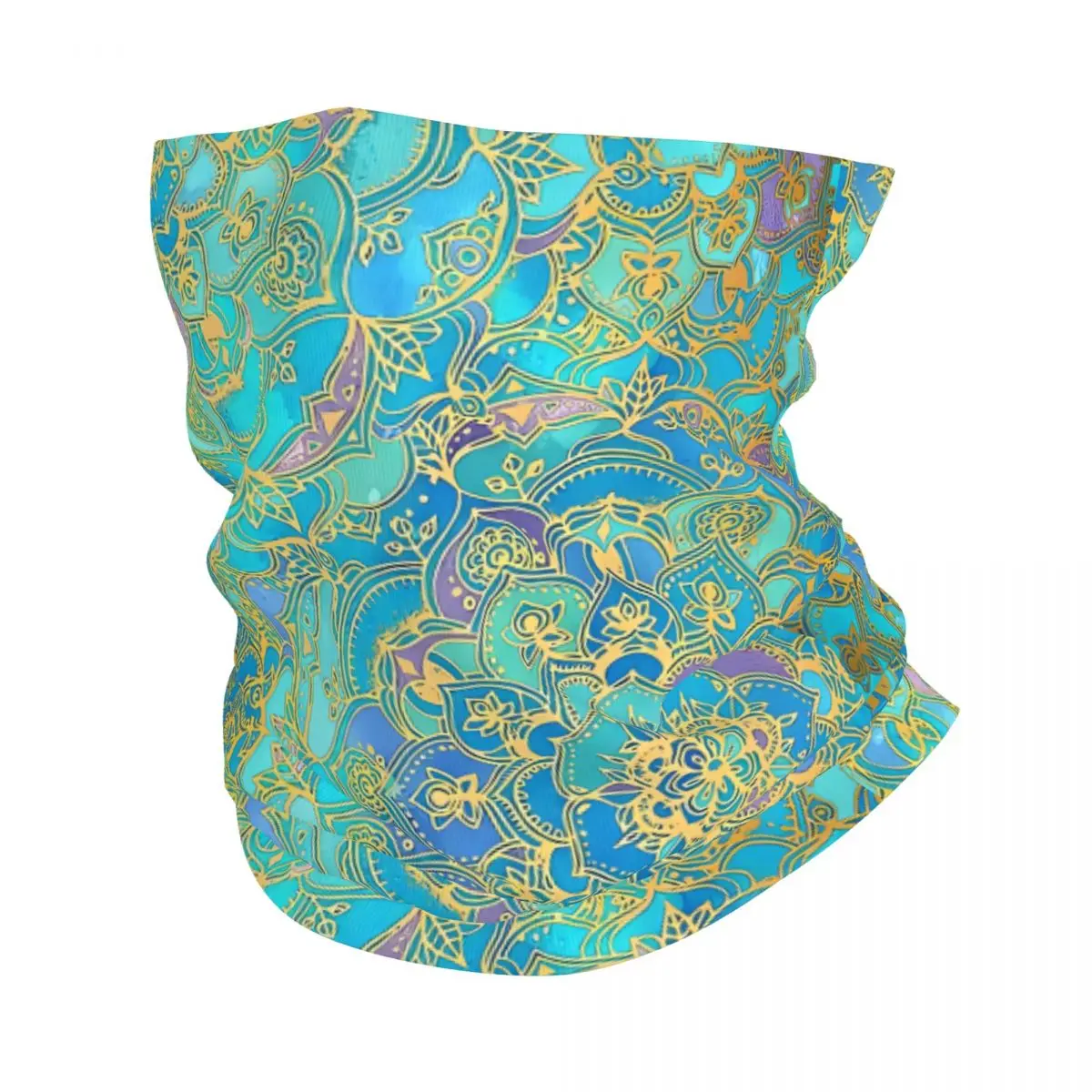 Sapphire & Jade Stained Glass Mandalas Bath Mat Headband Neck Cycling Tube Scarf Bandana Gaiter All Seasons Unisex