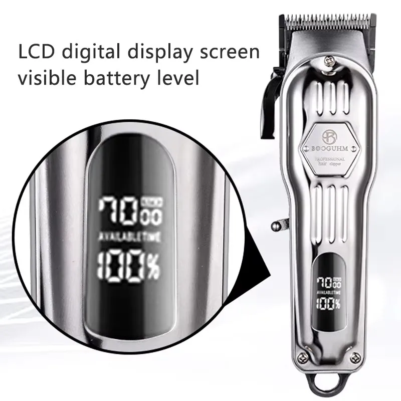 Professionelle elektrische Friseur-Haarschneidemaschine für Herren, kabellos, geschnitzte Haarschneider, wiederaufladbar über USB, Display, Körperschönheit, Haarschneider