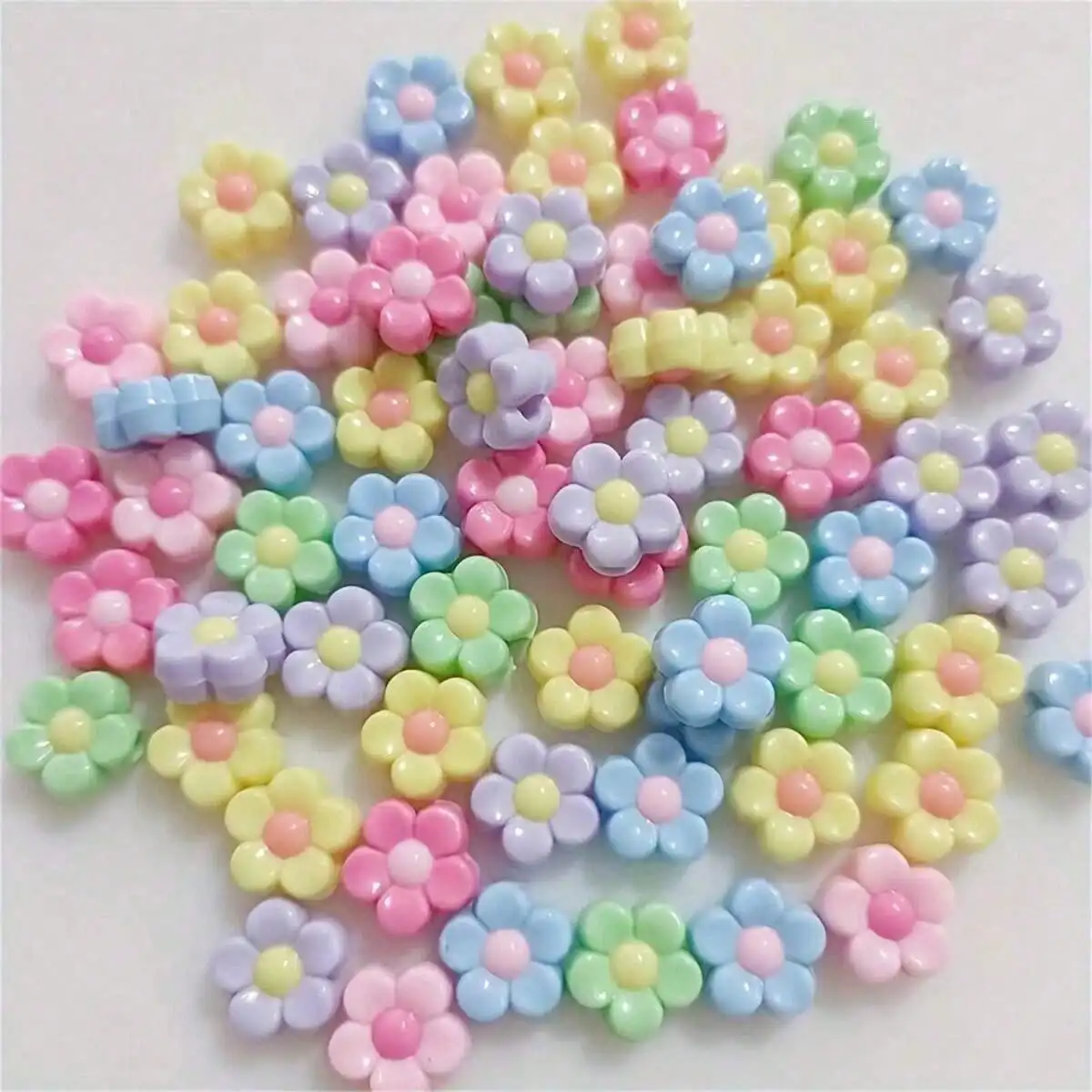12 mm, 48 Stück, rosa, rosafarben, Blumen-Acrylperlen, gemischte Farben für die Schmuckherstellung, DIY-Paar-Armband, Halskette, Kunsthandwerk – Detail 7