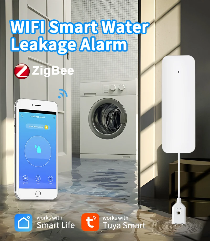 WiFi Tuya Water Sensor Water Detector for Home Remote Alarm Security Soaking Sensor Smart Home