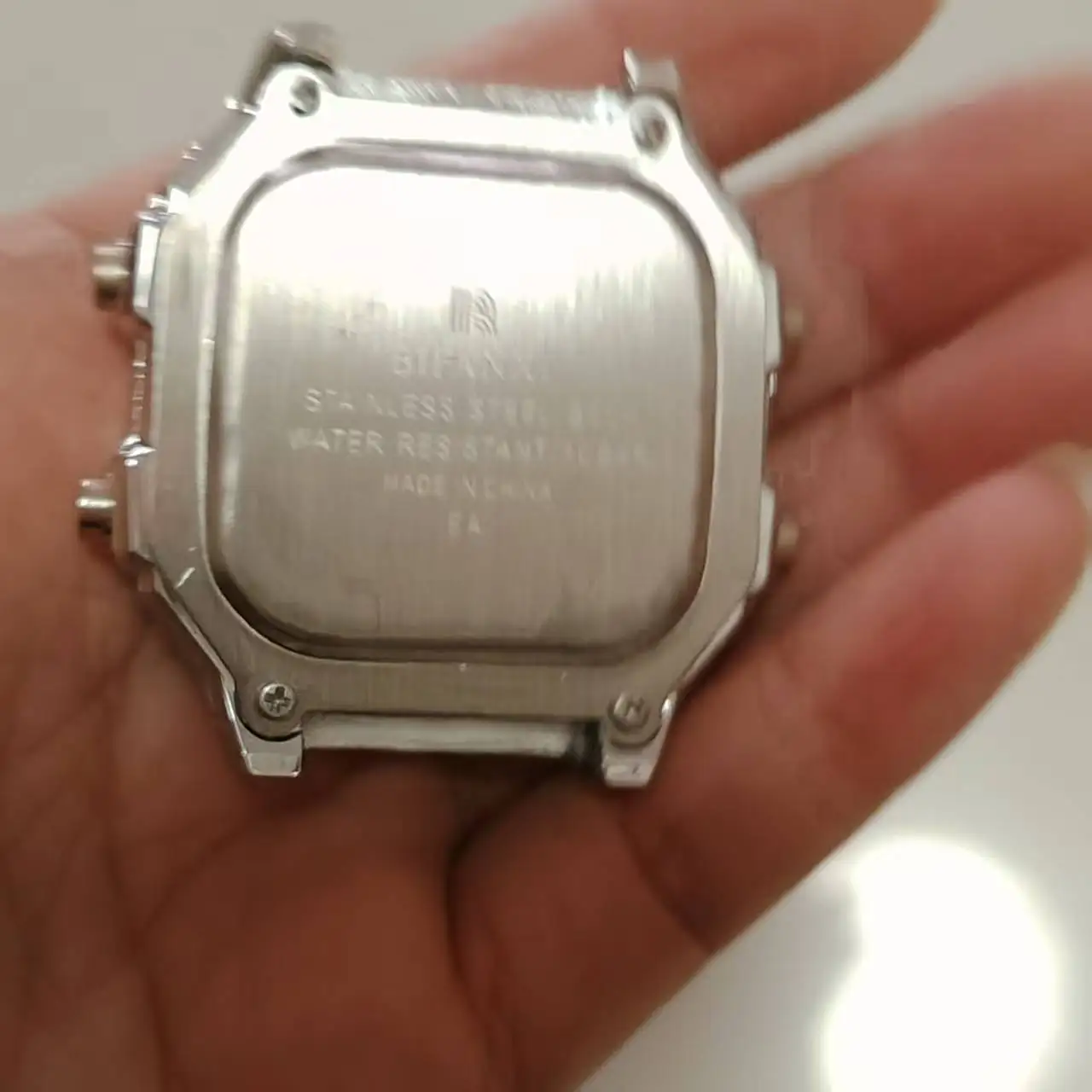 작은 사각형 BIFANXI AE1200 호환, 수정 금속 스테인레스 스틸 케이스, 시계 케이스 액세서리