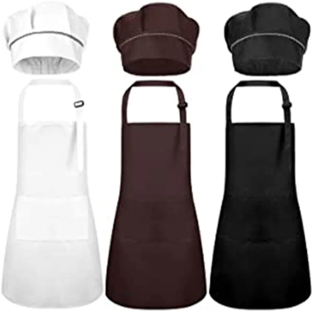 Children Chef Apron Front Pocket Bib Boys Girls Apron Kitchen Craft Kid Apron Painting Cooking Baby Pinafore Sets Children Apron view 6