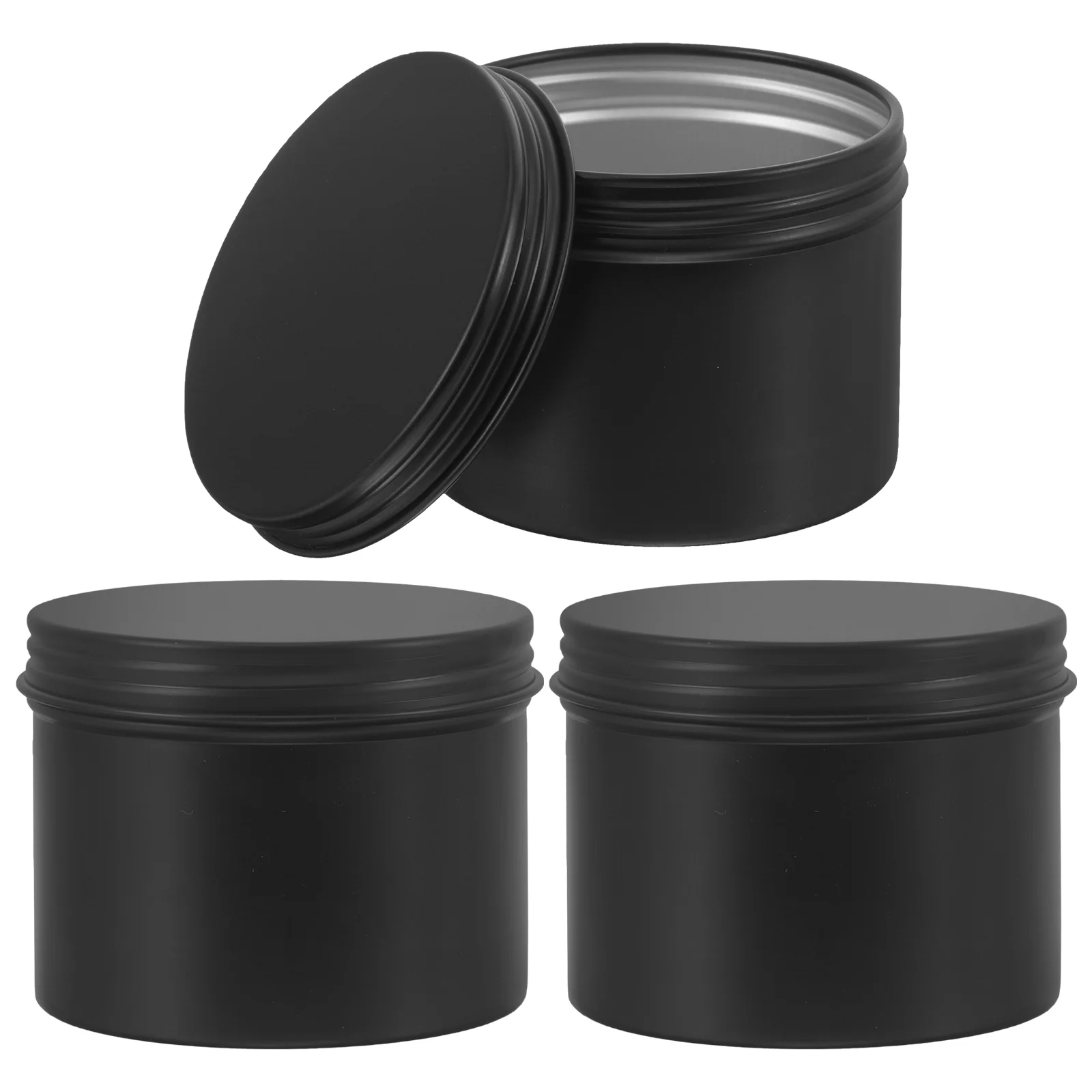 3 Pcs Containers Household Earphone Case Soap Tins Makeup Box Storage Portable Black Round Travel