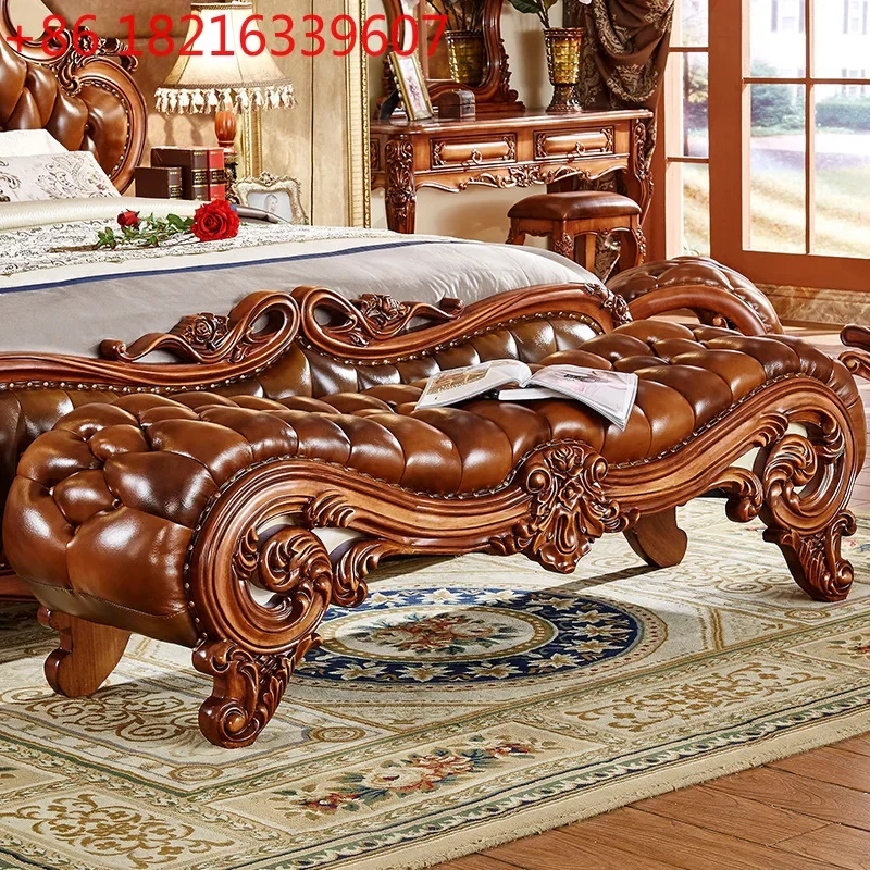 TAO European American bed, all solid wood French sofa by the bed, shoe changing bench, bedroom, whole house furniture