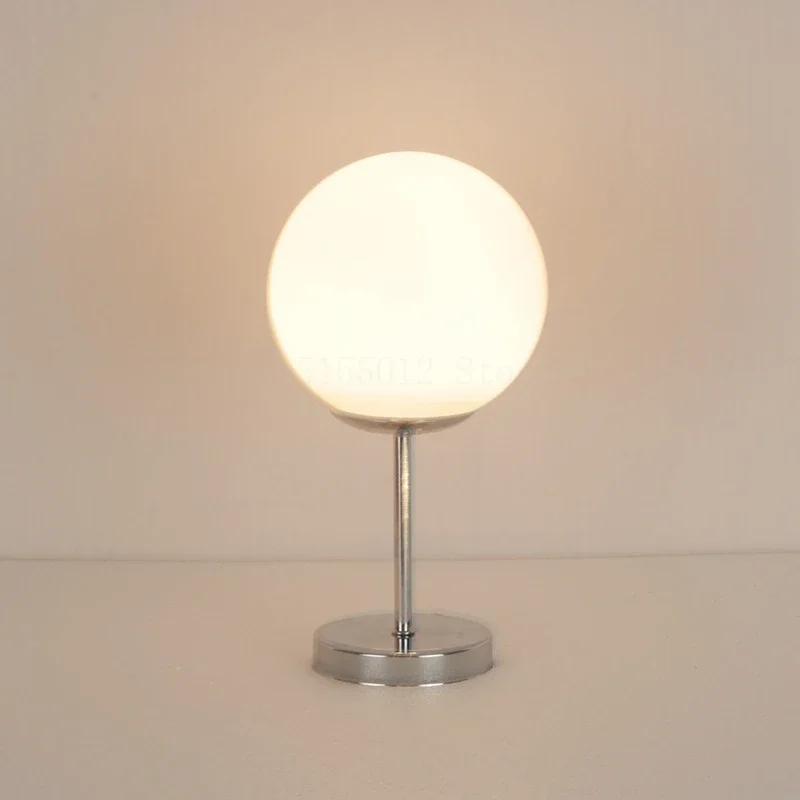 Simple White Glass Ball Table Lamp Living Room Decorative Bedroom Bedside  LED Lights Offices Learn Reading Table Light