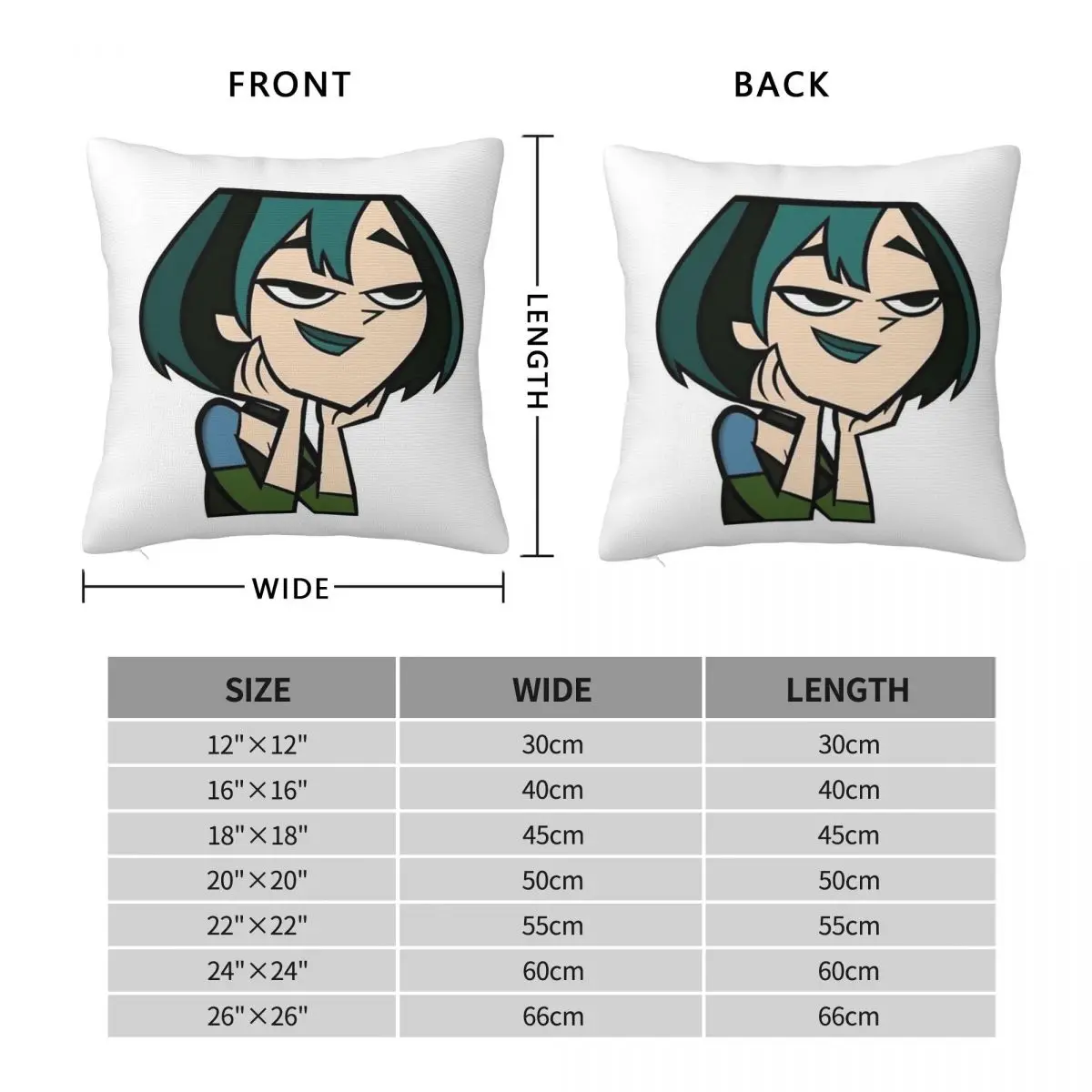 Gwen Total Drama Square Pillowcase Polyester Linen Velvet Pattern Zip Decor Throw Pillow Case Room Cushion Cover Wholesale