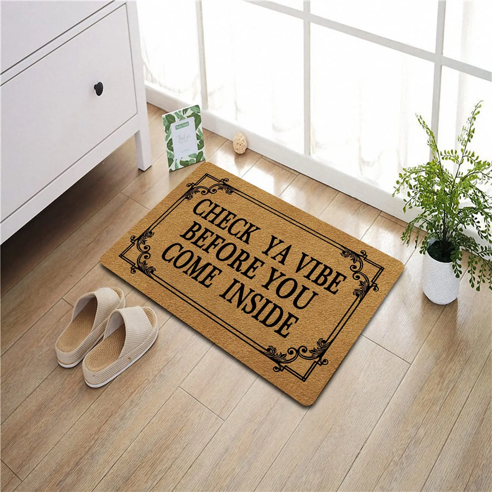 

Check Ya Vibe Before You Come Inside Door Mats for Floor Rubber Backing Anti Doormats Mat Outdoor Entrance Rug Cushion Carpet