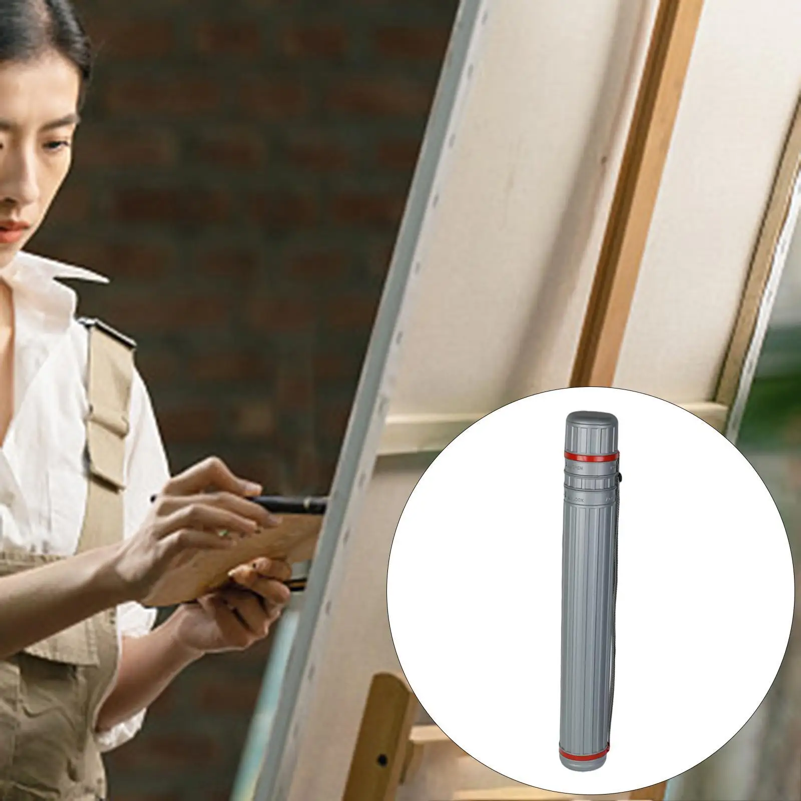 Plastic Expanding Poster Art Document Storage Artist Tube with Strap