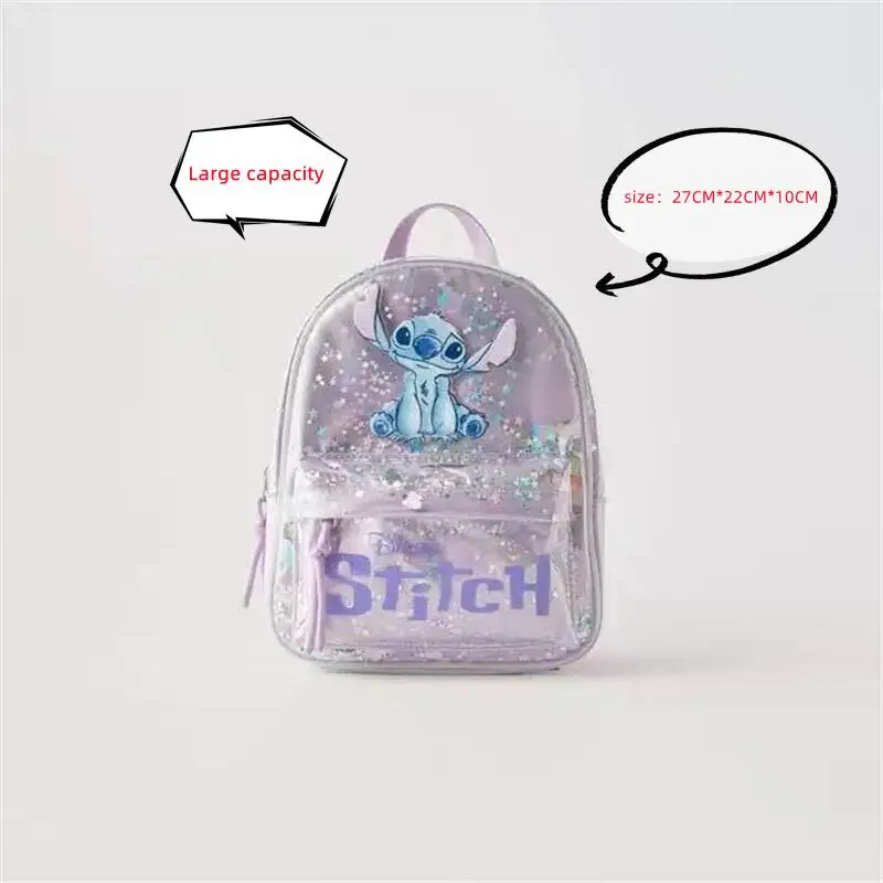 Disney Stitch Backpack Cute Cartoon Shiny Large Capacity Schoolbag Fashion Go To School Travel Knapsack Girl&Child Holiday Gifts