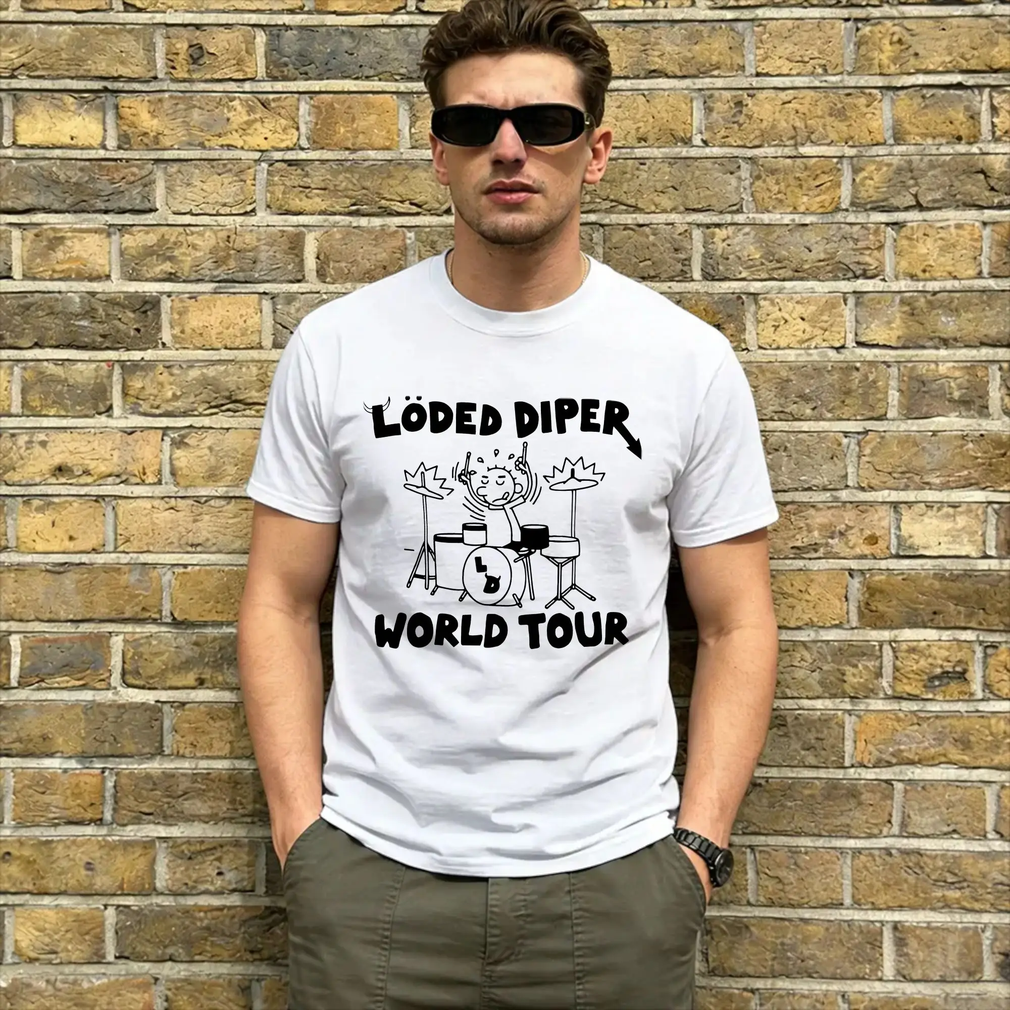 Casual T Shirt Summer Loded Diper World Tour Hipster T Shirts  Cotton Tee Shirt for Couple Y2K Funny Plus Size Short Sleeve Tops