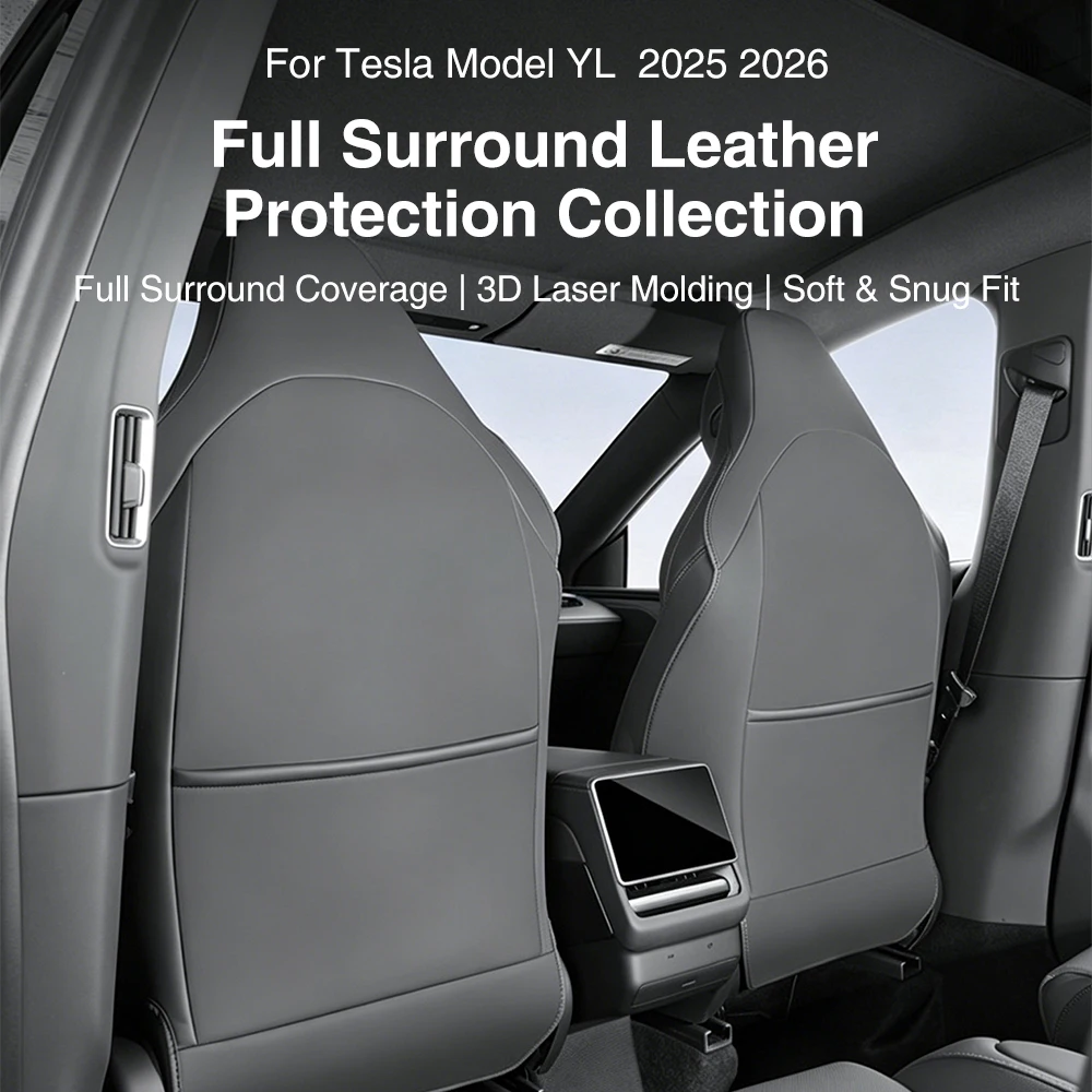 2Pcs Leather Seat Back Anti Kick Pad For Tesla Model Y L 2025-2026 Seatback Protectors Cover Mats Full Surrounded Accessories - view 2