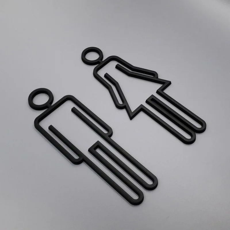 A Set of Three-Dimensional Hollow Out Bathroom Signs Creative  Bathroom  Door Signs Bathroom Signage Room Living Room Decoration