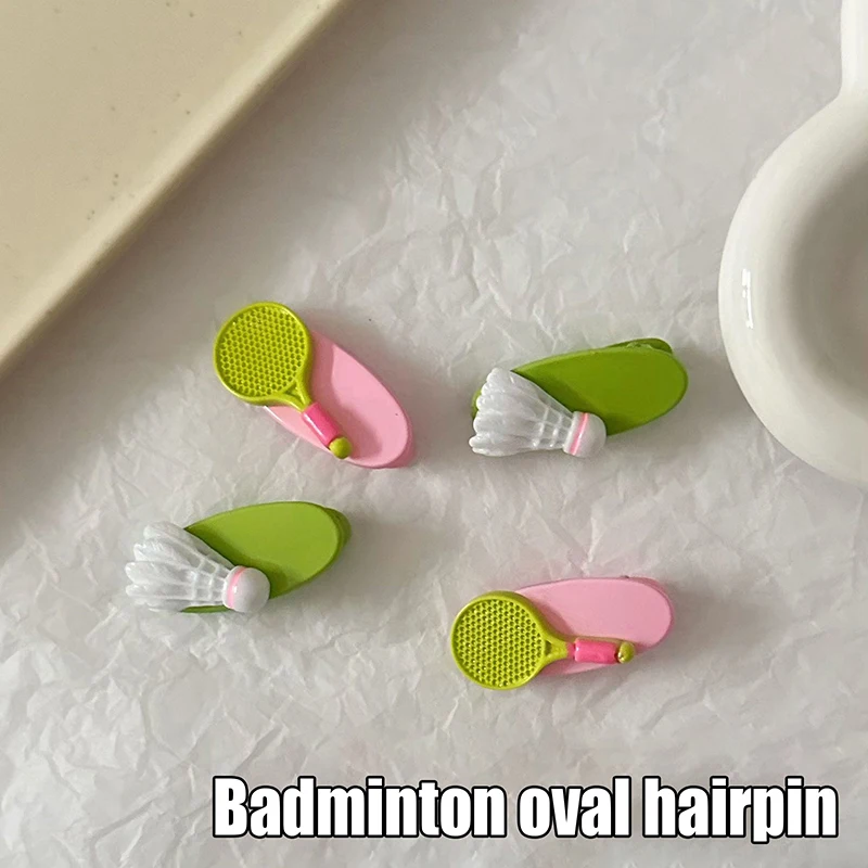 1Pair Fun And Sweet Simulated Badminton Oval Hair Clip Fun Side Clip Hair Duck Billed Clip Fashion Accessories For Women Girls