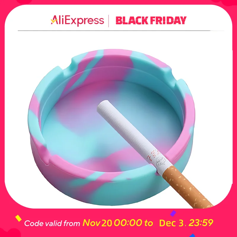 منفضة سجائر من السيليكون - سميكة، محمولة، غير قابلة للكسر، منزل/خارج، رخام/مموه/توهج في الظلام #1