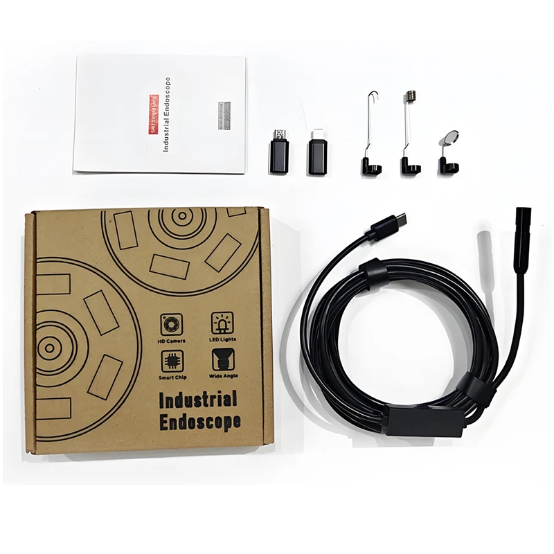 Endoscope Camera With Lights IP67 Waterproof Pipe Inspection Snake Camera for Android IOS