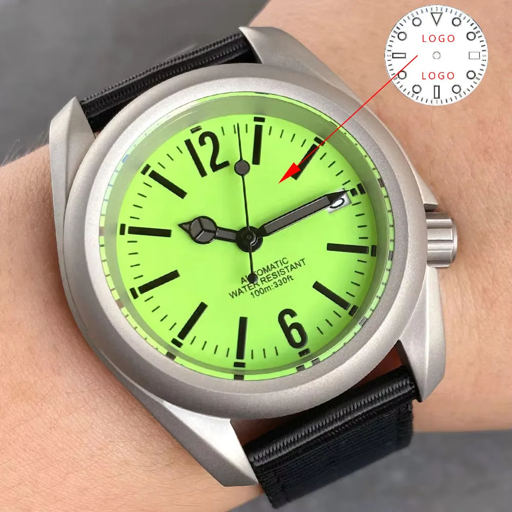 Customized Tandorio 3.8 o'clock Whole Brushed Sapphire 20ATM Full Luminous Dial SKX 40mm NH35 Automatic Movement Men Watch