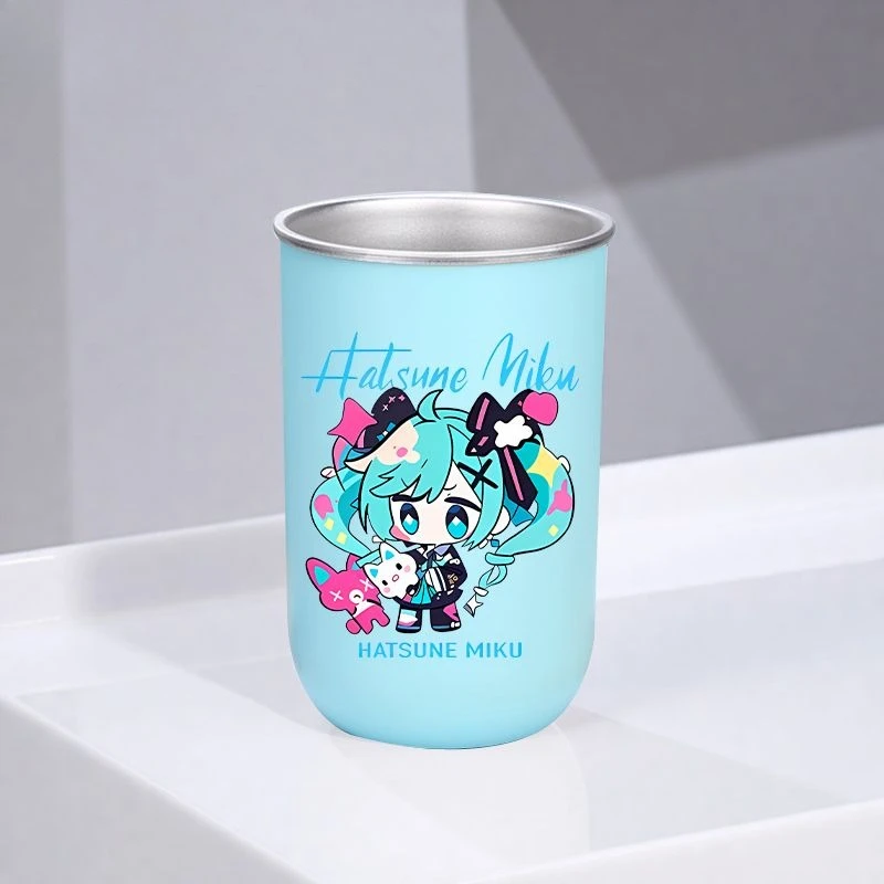 

New Hatsune Miku anime kawaii peripheral water cup miku two-dimensional cute cartoon stainless steel mouthwash cup holiday gift