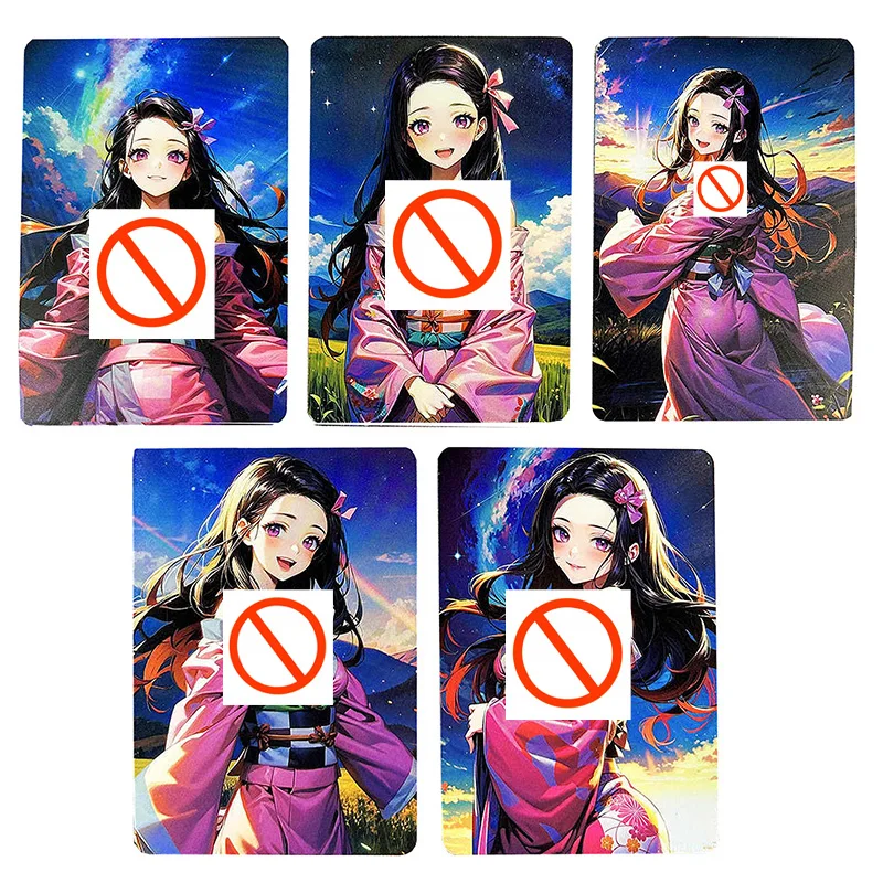 

Набор из 5 шт. DIY-карточек Demon Slayer Kamado Nezuko: коллекционные аниме-карточки ACG для игр, подарок, игрушка