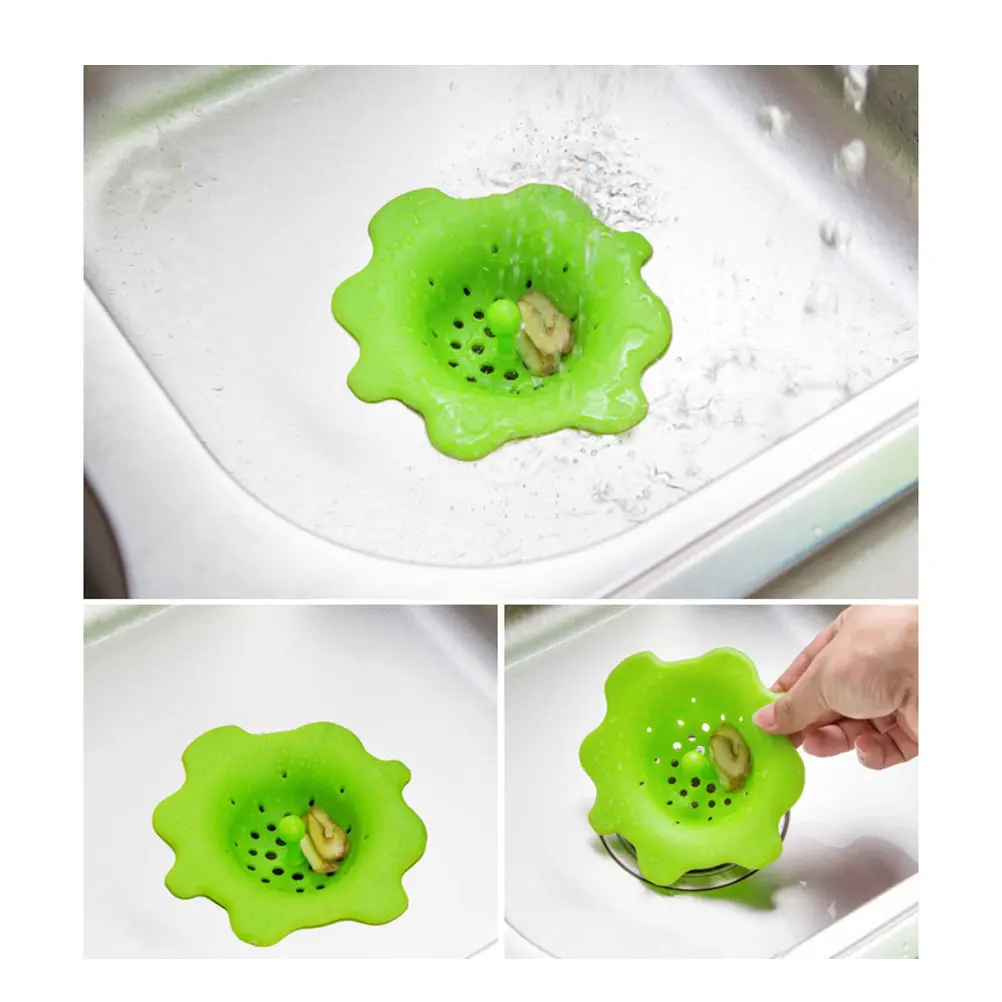 

Non Rust Silicone Sink Strainer for Kitchen Bathroom Drain Filter Hair Catcher Clog Preventer Fits All Standard Drains Green